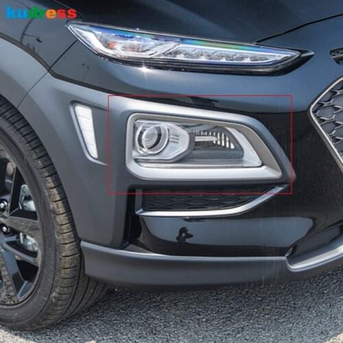 For Hyundai Kona Encino Kauai SUV 2017 2018 2019 2020 Chrome Car Front Fog Light Protector Fog Lamp Frame Cover Trim Accessories