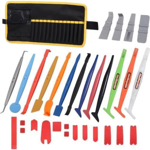 EHDIS Carbon Film Tinting Magnetic Squeegee Set Car Decals Foil Vinyl Applicator Scraper with Storage Bag Sticker Wrapping Tools