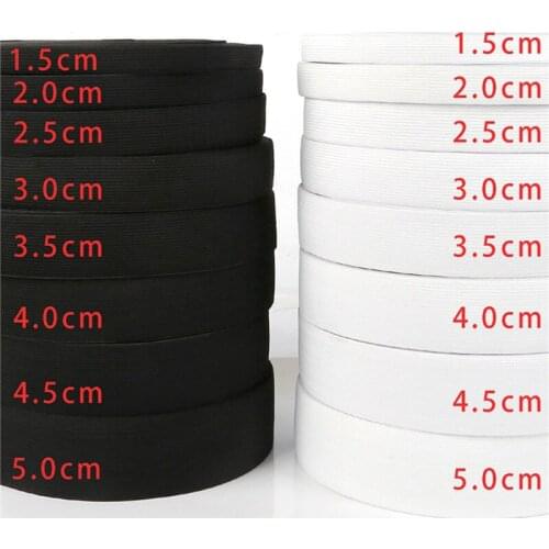 5 Yards Elastic Band White Black 1cm/3cm/5cm High Elastic Flat Rubber Band Waist Band Sewing Stretch Rope DIY Mask Strap Making