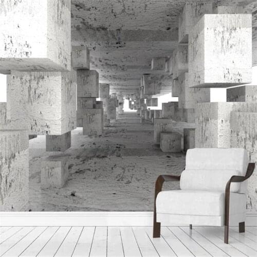 Custom wallpaper mural 3D stereo space cement wall extension space background wallpaper mural