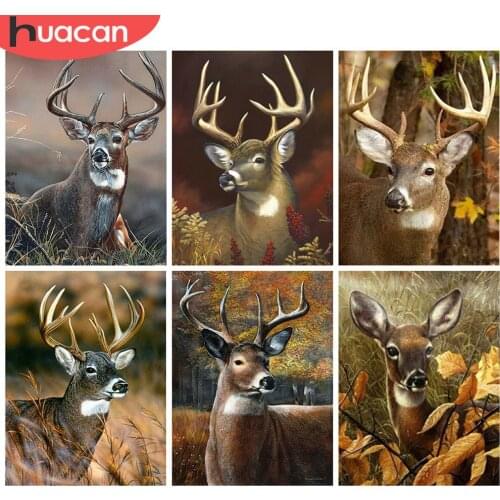 HUACAN Full Square Diamond Painting Deer DIY Wall Art Decor 5d Diamond Embroidery Animal Mosaic Rhinestones Pictures Handicraft