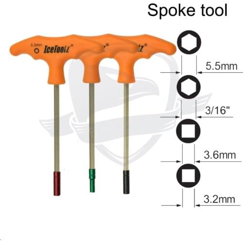 Bicycle Bike Nipple Tools Hex 3/16" Hex 5.5mm Square 3.2mm Bike Spoke Tool T-Handle designed to support high tension over 60N