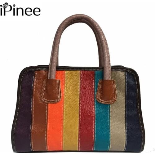 IPinee High Quality Womens Genuine Leather Handbags Luxury Handbags Women Bags Designer top-handle Bags Messenger Bag
