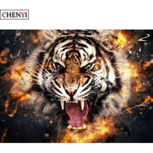 CHENYI 5D Tiger Diamond Painting New Arrivals Full Square Diamond Embroidery Cross Stitch Kit Diy Rhinestones Decoration Home