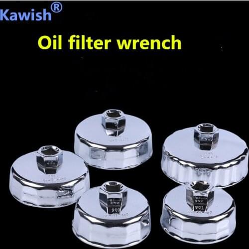 Kawish 1Pc Stainless Steel cap type Oil Filter Wrench Socket Remover Tool different Flute Universal 3/8" Drive Auto Repair Tool