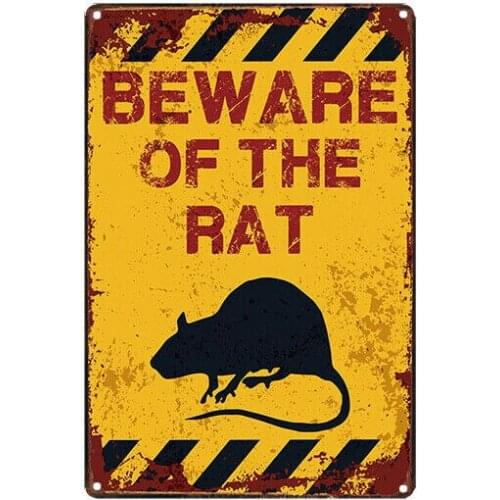 Metal Tin Sign Warning Beware of The Rat Decor Bar Pub Home Vintage Retro Metal Painting 20x30cm Poster Metal Poster 2021 Hot