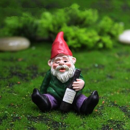 Mini Gnomes Statue Fairy Garden Funny Ornaments Resin Micro Landscape Miniatures Outdoor Figures Garden Decoration Accessories