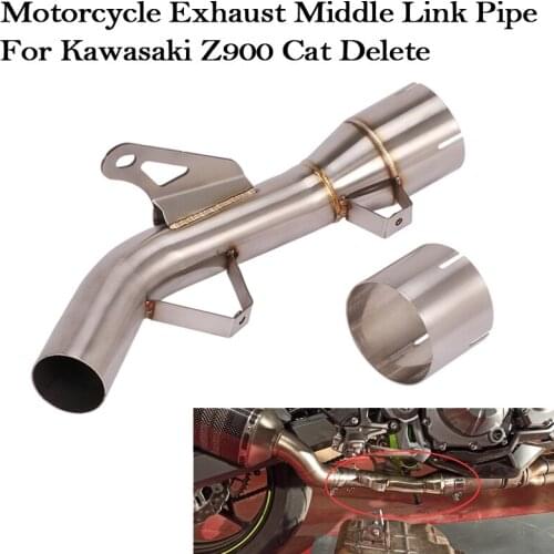 Motorcycle Exhaust Modified Catalyst Delete Eliminator Enhanced Middle Link Pipe For Kawasaki Z900 Z900E 2017-2020 Years Slip On
