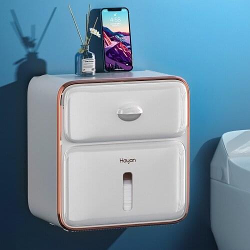 Punch free Bathroom wall storage box Waterproof Wall Mount Tissue Holder Toilet Roll Paper Box Holder Shelf