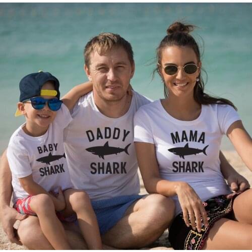 Mommy And Me Clothes Shark T-Shirt Boys Clothes Shark Dad Short Sleeve T-Shirt Summer Shark T-Shirt Family Matching Clothes