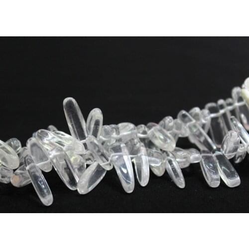 Wholesale Stick Shape Synthesis White Clear Quartz Stone Beads 12-18 mm For DIY Jewelry Making DIY Necklace 80 Pcs Strand 15