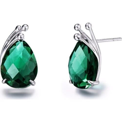 Sterling Silver Genuine Green Crystal Stud Earrings For Women 2018 New Fashion Earrings 925 Sterling-silver Luxury Fine Jewelry