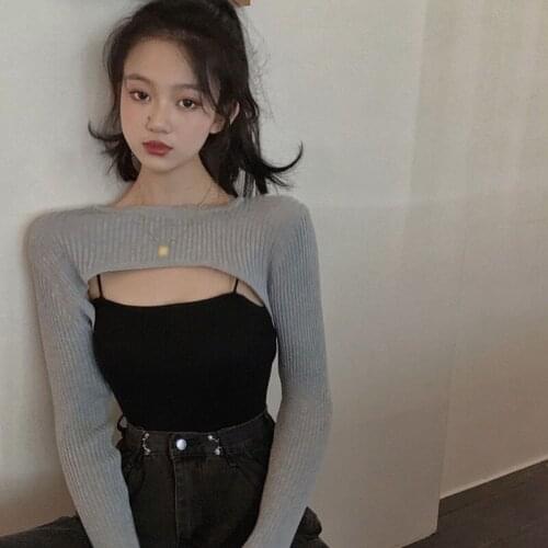 Spring Pullovers Sweaters Women Layered Long Sleeve Short Korean Slim-fit Tight Sweater Female Solid Color Short Tops 2021