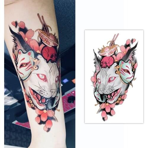 Temporary Tattoo StickersJapanese Cat For Women Men Body Waist Waterproof Fake Tatto Colorful Tatto transferable tattoos