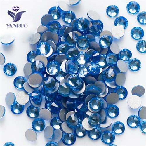 YANRUO 2058NoHF SS20 Light Sapphire 1440Pcs Non Hotfix Flat Back Crystal Glass Rhinestone Glue On Strass For Nail Art