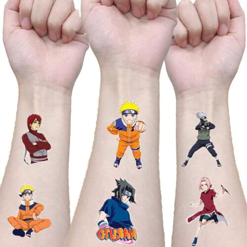 Uzumaki Sasuke Kakashi Japan Anime Naruto Tattoo Stickers Sakura Chunye Waterproof Cartoon Decals Kids Toy Birthday Gift