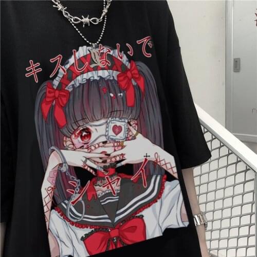 Summer Gothic clothing Sexy Female Loose Women T-shirt Punk Dark Grunge Streetwear Ladies Top Gothic Tshirts Harajuku Clothes