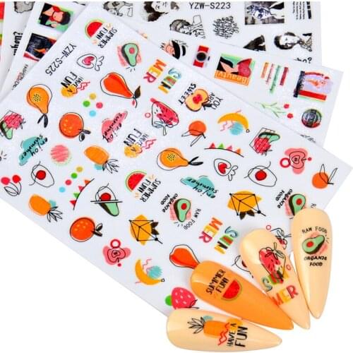 1Pcs Face Leaf Fruit Gel Polish Nail Sticker Decals Tool Sliders Paper Decoration Manicure Tattoos 3D DIY Nail Art Accessories