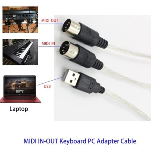USB Organ Music Cable Keyboard to PC Adapter MIDI 5-pin to USB Music Recording Converter Interface 1PC