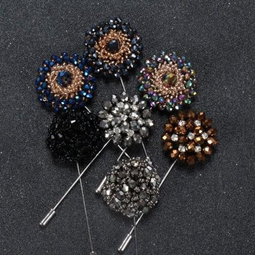 10 pcs/lot , Mens Flower Lapel Pin, Handmade Beaded Floral Boutonniere Brooch Pin