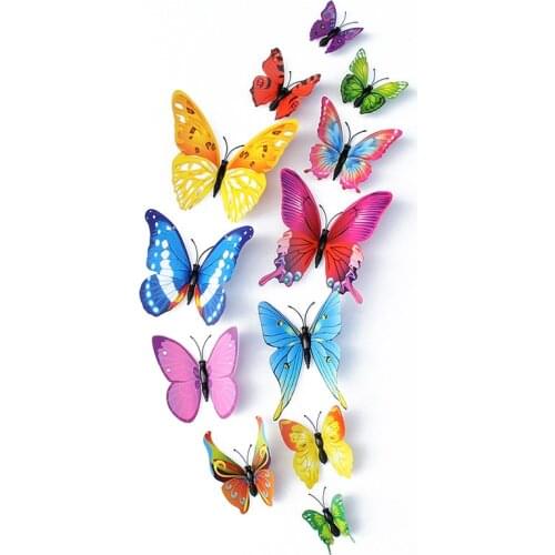 12PCS Butterfly Fridge Magnet Set DIY 3D Wall Decal Children Room Decorative Multicolor PVC Stickers Home Window Decoration