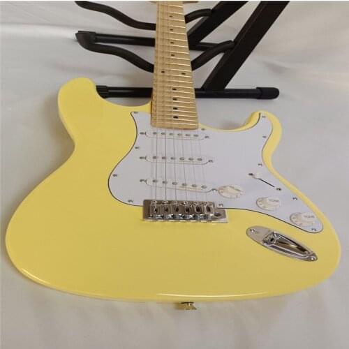 2021!Chinese Factory Custom High Quality scalloped maple fingerboard big headstock ST Cream color Electric Guitar