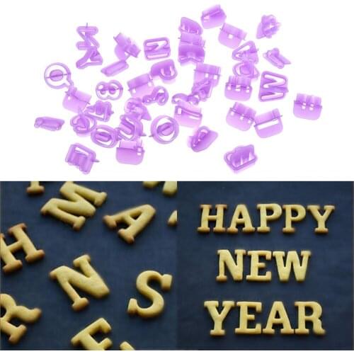 New 40PCS Fondant Cutter Cake Decorating Tools Plastic Cupcake Mold Upper Capital Letters Number Cut-Outs Cookie Cutter