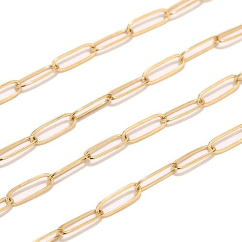 5MM width Gold Chain for Jewelry Making stainless steel Paperclip Chain Oval Link Chain Bulk for DIY Jewelry Making