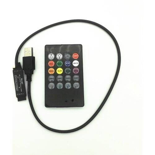 5V Music IR Controller 20 Keys 6A 3*2A Black Voice Sound Sensor Remote Practical Home Party For usb 5050 3528 RGB 5V LED Strip