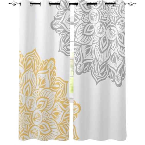 Abstract Dahlia Mandala Flower White Blackout Curtains For Living Room Bedroom Window Treatment Blinds Drapes Kitchen Curtains