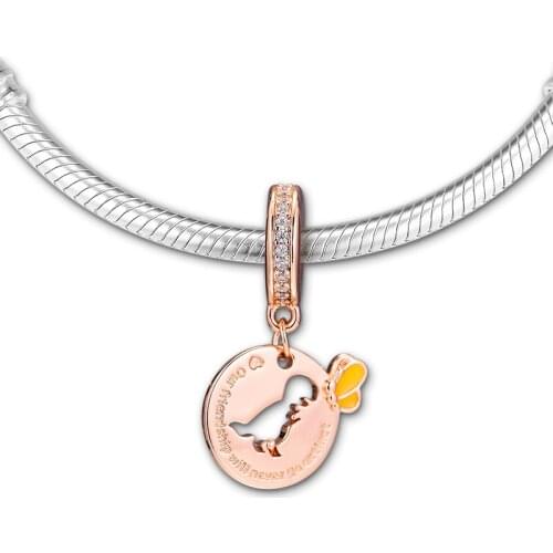 Charms Fits for Pandora Bracelets 100% 925 Sterling Silver Jewelry Dinosaur & Butterfly Friendship Pendant Beads Free Shipping