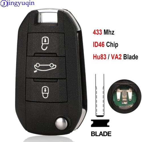 Jingyuqin Car Remote Key For Citroen C4L New Elysee For Peugeot 508 3008 2008 301 434MHz ID46 VA2 Blade