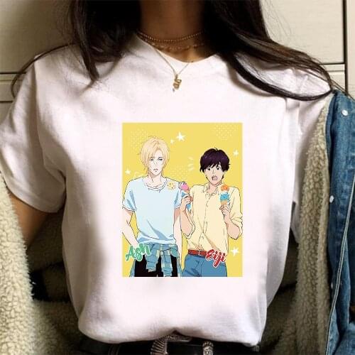 Banana Fish Tshirt Funny Anime Print Tees Women Summer Causal Tops Harajuku Aesthetic Streetwear Female