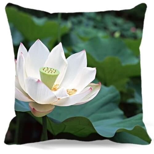 White Lotus pattern 16" 18" 19" 20" 24" Cotton polyester Square Pillow Case 9 style For Sofa home car hotel Perfect Quality