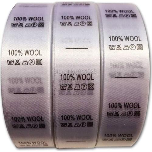Free shipping 1000 pcs/lot STOCK 100% WOOL care labels/custom clothing care labels/washable labels/garment printed tags/hang tag