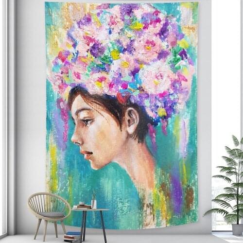 Noble lady watercolor wall decoration home art decoration tapestry Hippie Bohemia decoration yoga mat sofa blanket bed sheet