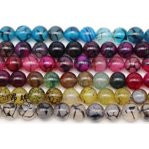 Free Shipping Natural Stone Dragon Veins Agates Round Loose Beads 6 8 10 12MM Pick Size For Jewelry Making DIY charm Bracelets