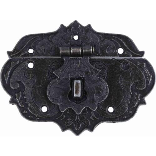 Wooden Case Chest Toolbox 77mm x 57mm Clasp Hasp Latches Bronze Tone