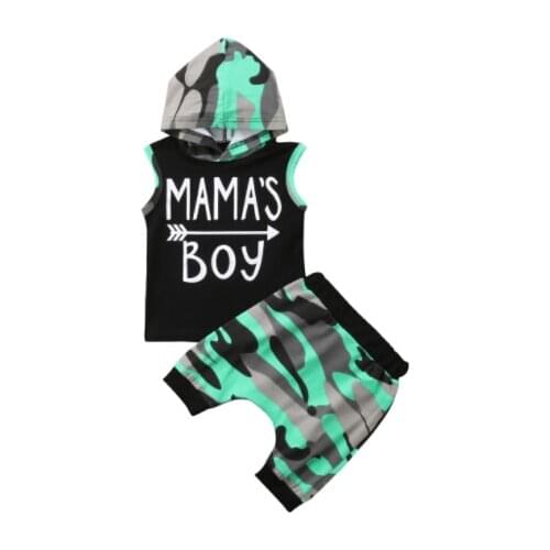 Kids Boys Girl Baby Clothes Summer Hoodie T Shirt Tops+Camouflage Pants Outfits Size 1-4T