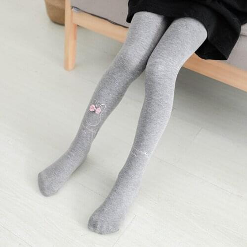 Autumn 2018 children Black white gray tights Hot kids Girl Cartoon rabbit bow Cotton Warm Tights Stocking Pantyhose
