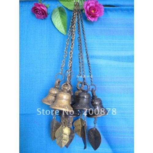 HDC0754 Nepal Antiqued Bronze Wind Chime pair,47*32mm, small house decor art Windbells