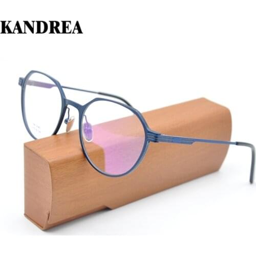 KANDREA 2021 Round Aluminum Myopia Glasses Men Optical Large Frames Ultra-Light Prescription Eyeglasses Frame Decorative Eyewear