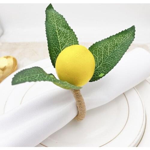 4pcs Simulation lemon plant napkin ring Fruit meal buckle Hotel model room napkin ring