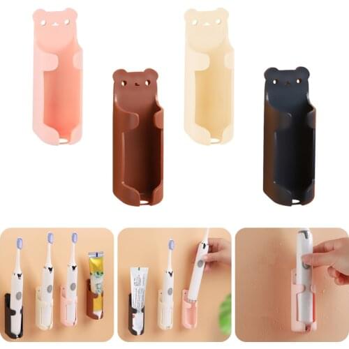 Creative Electric Toothbrush Holder Wall Mount Holder Free Punch Cute Bear Toothbrush Holder Bathroom Storage Rack Accessories
