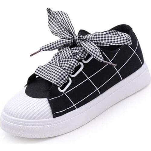 Schuhe Canvas Flat (≤1cm) Lace-up Cn(origin) Gingham Spring/autumn Riband IPCCM Latex 2996