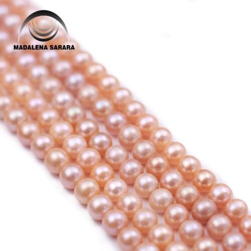 MADALENA SARARA AAA 10-11mm Freshwater Pearl Strand Necklace Round Shape Natural Pink Color Pearl Bead Strand 18"