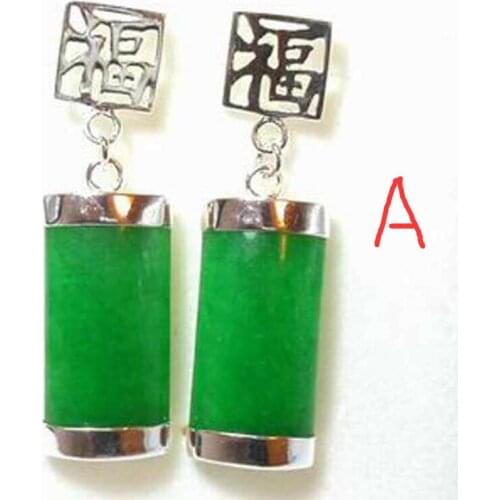 Fashion Women Lucky Natural Jade /Tiger eye Gemstone Dangle Earrings AAA