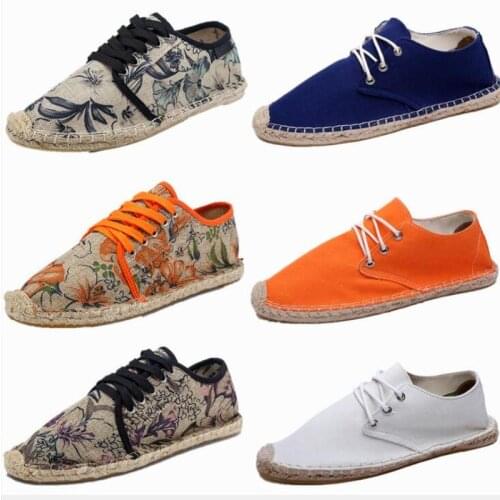 ECTIC Mens Shoes Lace Up Espadrilles Men 2018 Summer Canvas Hemp Rope Shoes Men Breathable Mens Footwear Zapatos Hombre MJ-53