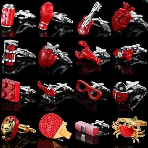 Mens Cufflinks Red Enamel Aircraft Material Cuff Button High Quality French Shirt Cuffs Suit Accessories Wedding Jewelry Gif