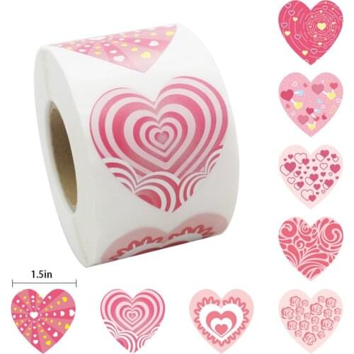Love Heart Shaped Label Sticker Valentines Day Gift Packaging Sealing Wedding Birthday Party Scrapbooking Stationery Stickers